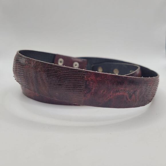 Burgundy Red Leather Belt 30 Western EXOTIC Reptile Iguana Cowboy Rodeo Mexico main image 6